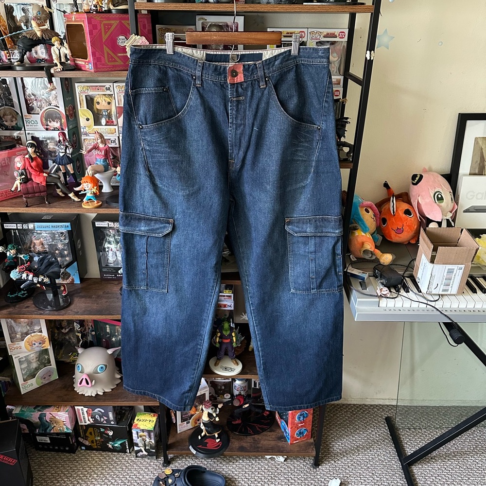 Marithe Francois Girbaud Cargo Pants Denim Blue Men’s Size 40 Baggy Y2K